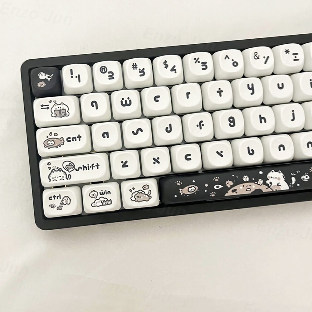 Kitten's Fantasy Key Cap MOA Height Flat Chest Height Black And White Cat Cute Key Cap In Stock photo 5