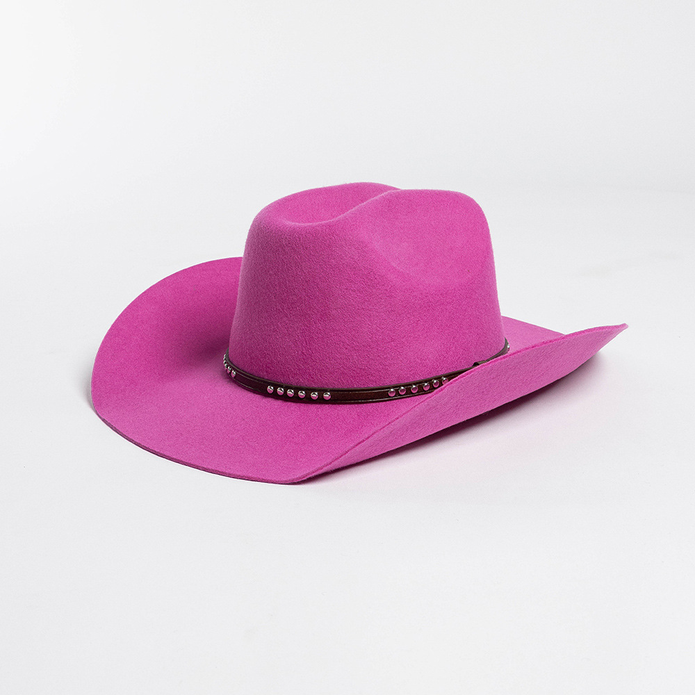 Wool Top Fashionable With Rivet And Belt Detailing Featuring A Curled Brimjazz-style Hat photo 4