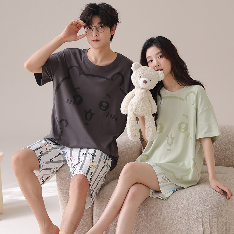 Outdoor Wear Loose Short-sleeved Shorts Couple Pajamas photo 4