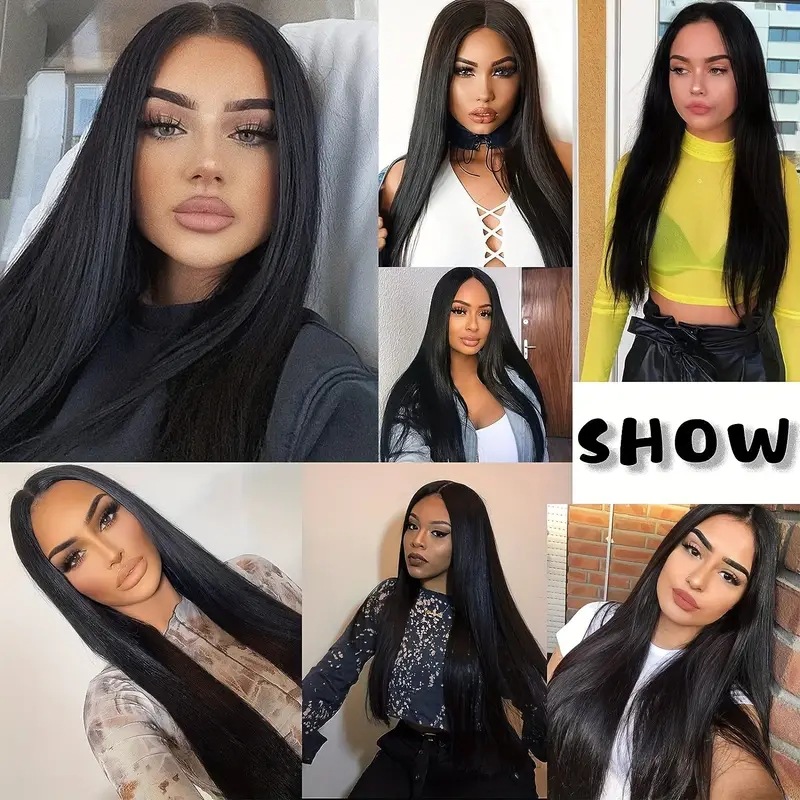 Mid-length Long Hair Black Long Straight Daily Full-head Wig Style photo 3