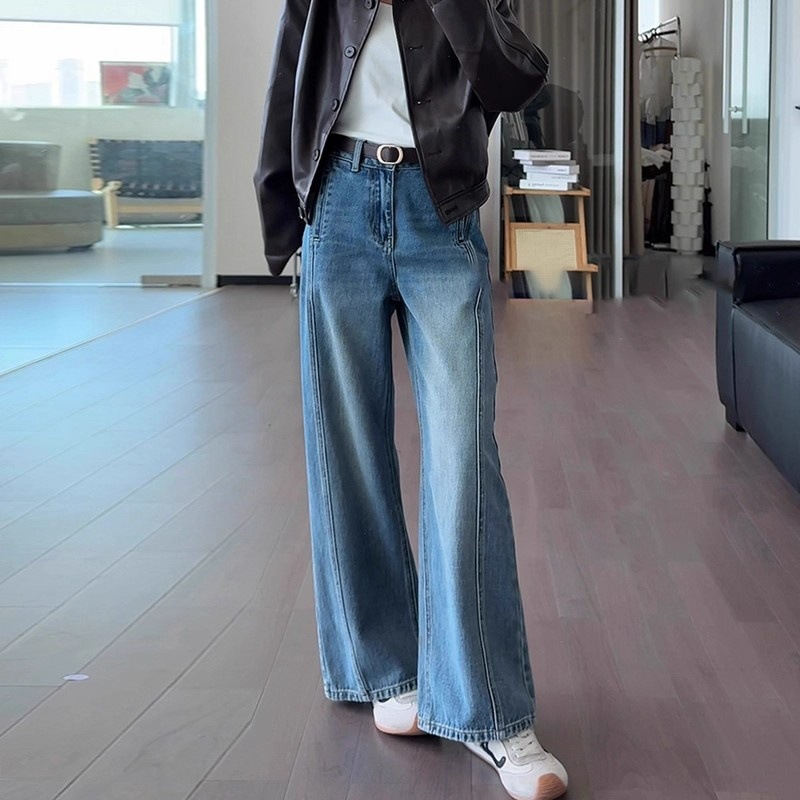 Retro Washed Slim-fit Wide-leg Jeans photo 2