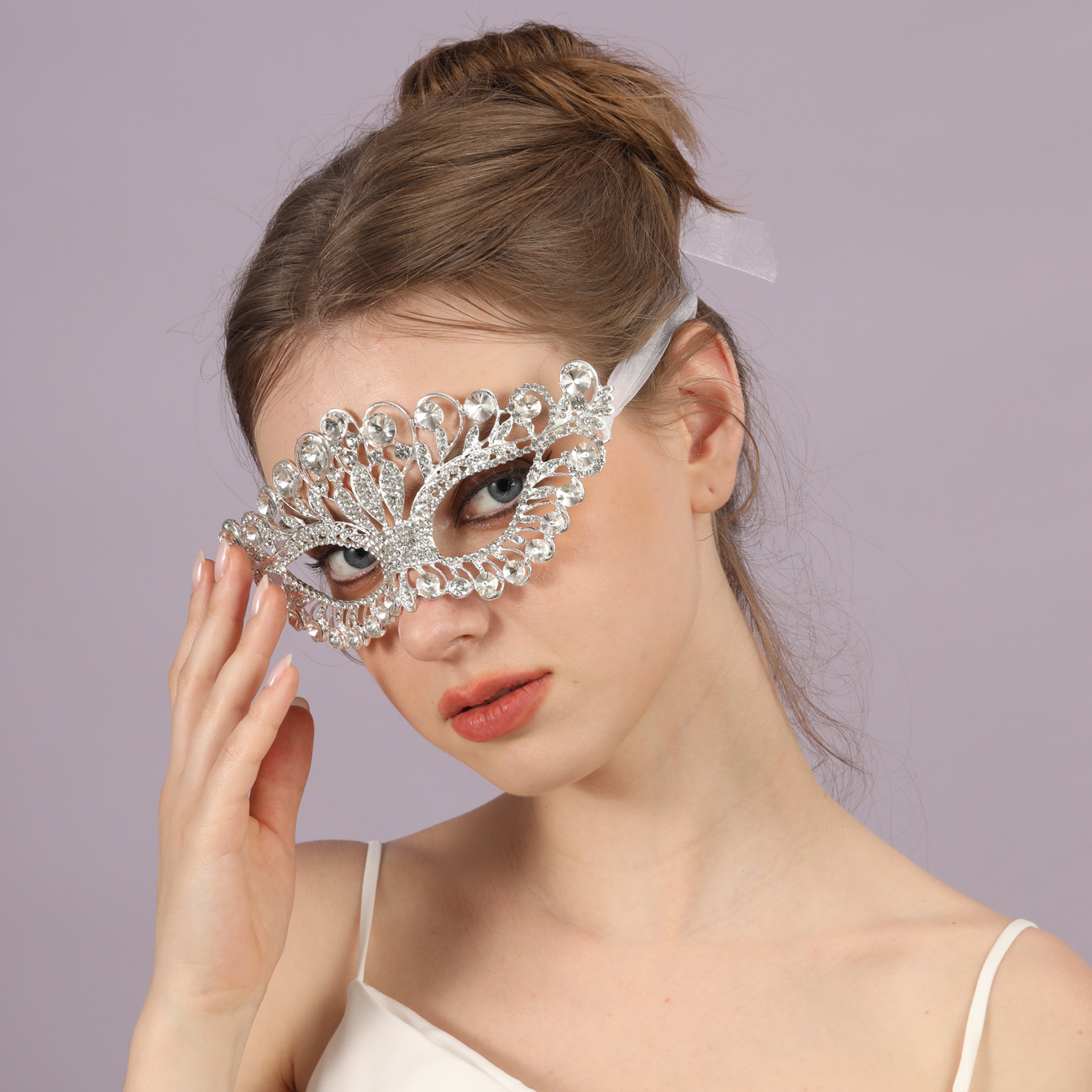 Western-style Masquerade Mask Headdress Party Rhinestone Tassel Veil photo 1