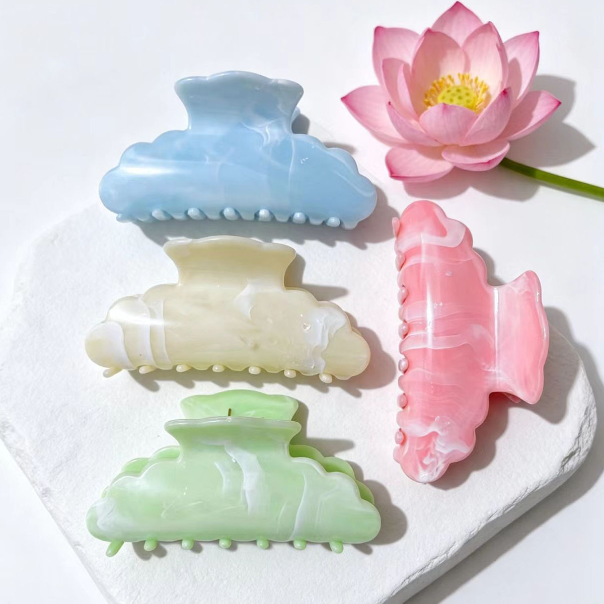 Marble-textured Streamlined Sweet Hair Clip For Women photo 8