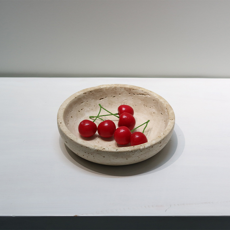 Light Luxury Simple Geometric Round Anti-Hole Stone Resin Fruit Plate photo 2