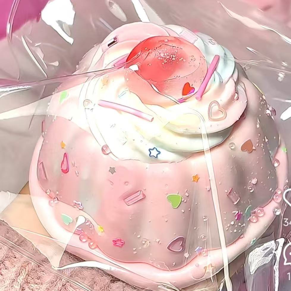 Creamy Strawberry Large Pudding Silicone Stress-Relief Toy photo 1