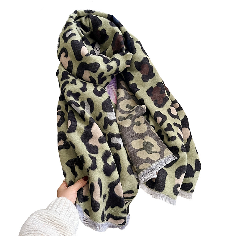 Fashionable Colorful Leopard-Print Double-Sided Scarf For Women photo 2