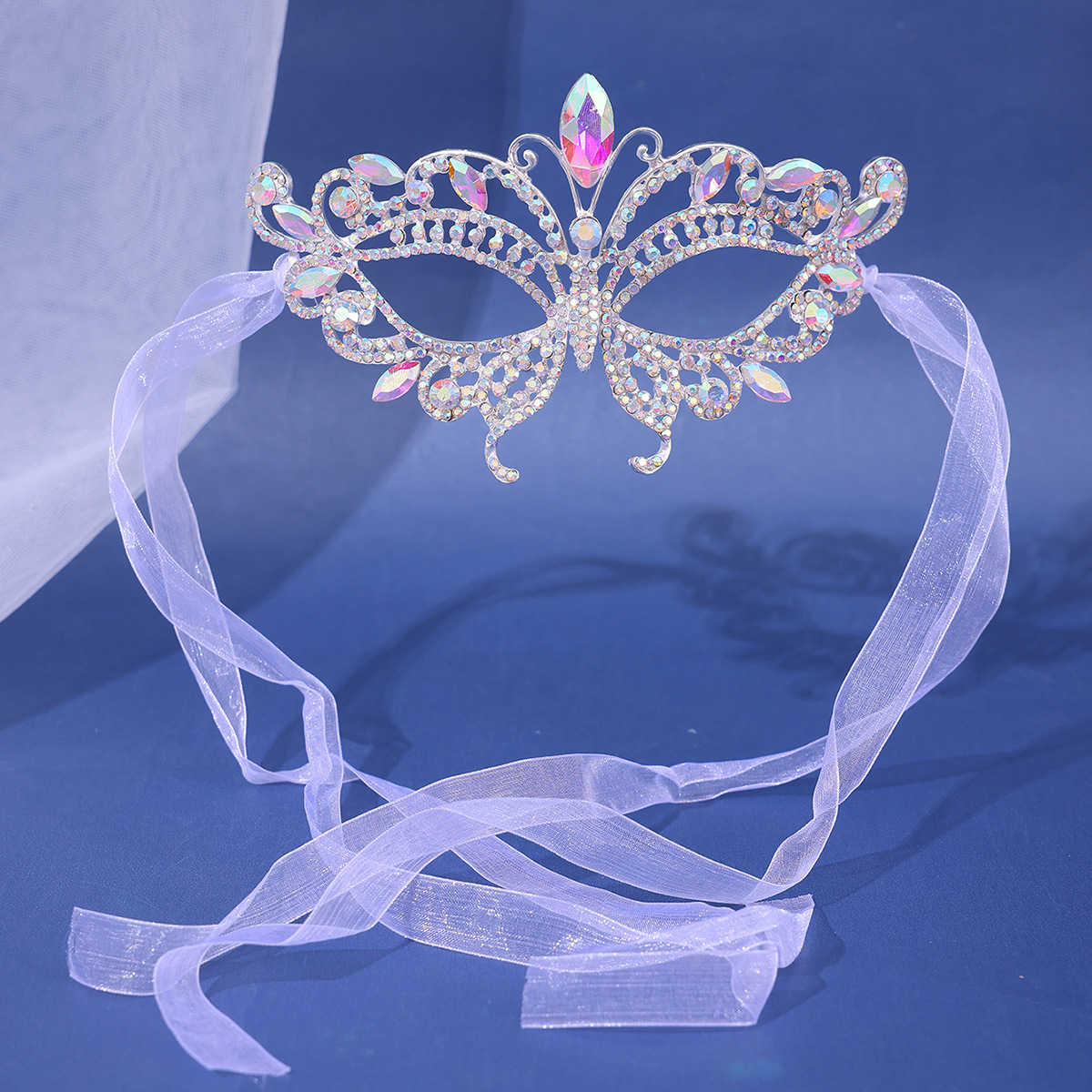 Western-style Masquerade Mask Headdress Party Rhinestone Tassel Veil photo 6