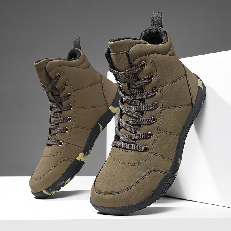 Leather High-top Wide-toe Outdoor Hiking Men's Sports Shoes photo 1