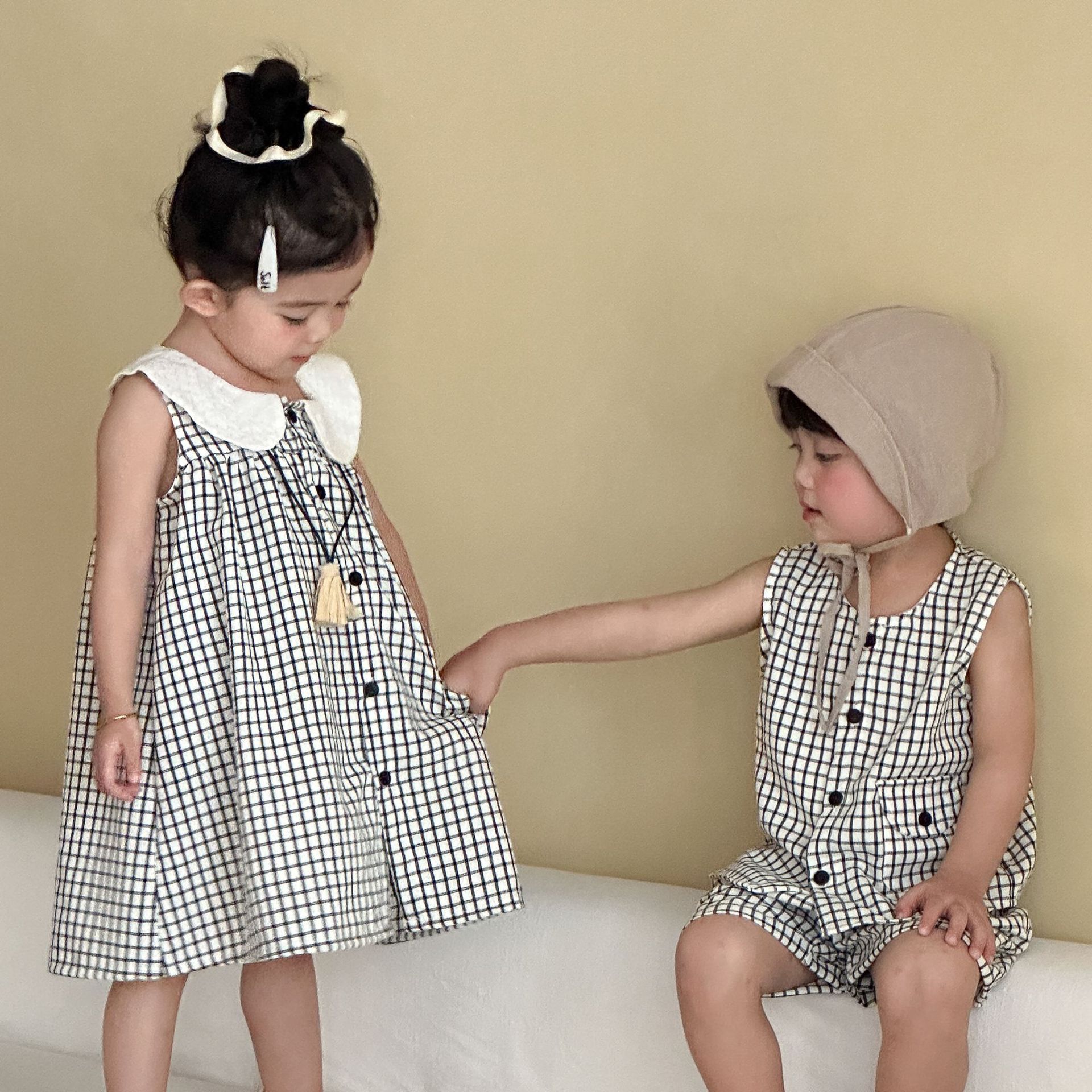 Baby Girls' Vest Dresssister And Brother Matching Outfit photo 3