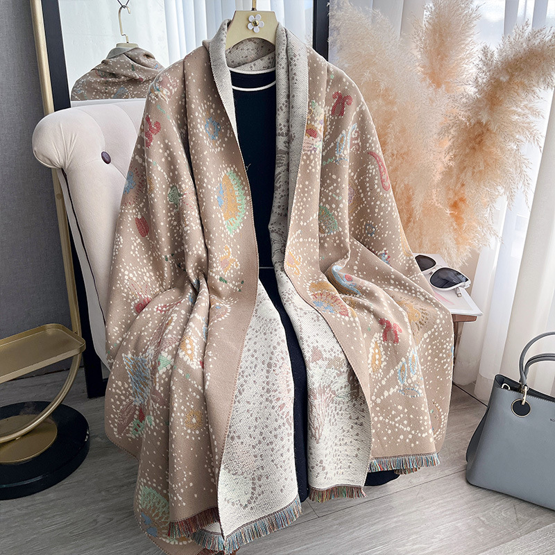 Starry Sky Cashew Flower Shawl Women's Double-Sided Thickened Scarf photo 1