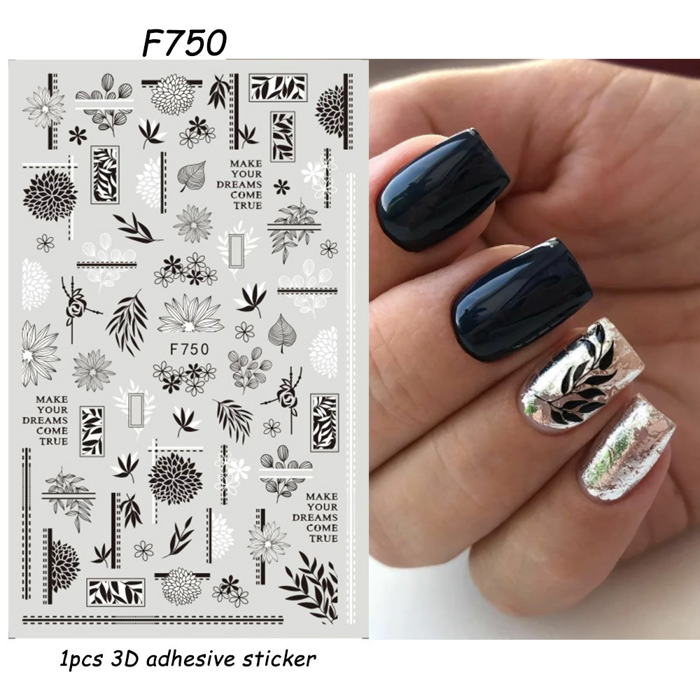 Nail Art Adhesive Stickers Instagram-style Black And White Butterfly Punk Vibe photo 4