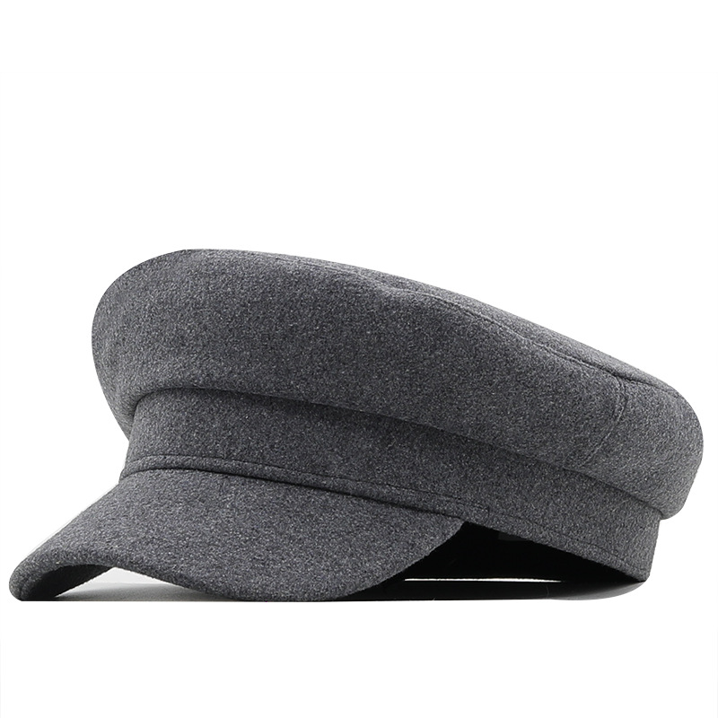 Simple Solid-color Military For Women British Retro Smooth-surface Flat-top Baseball Cap photo 5
