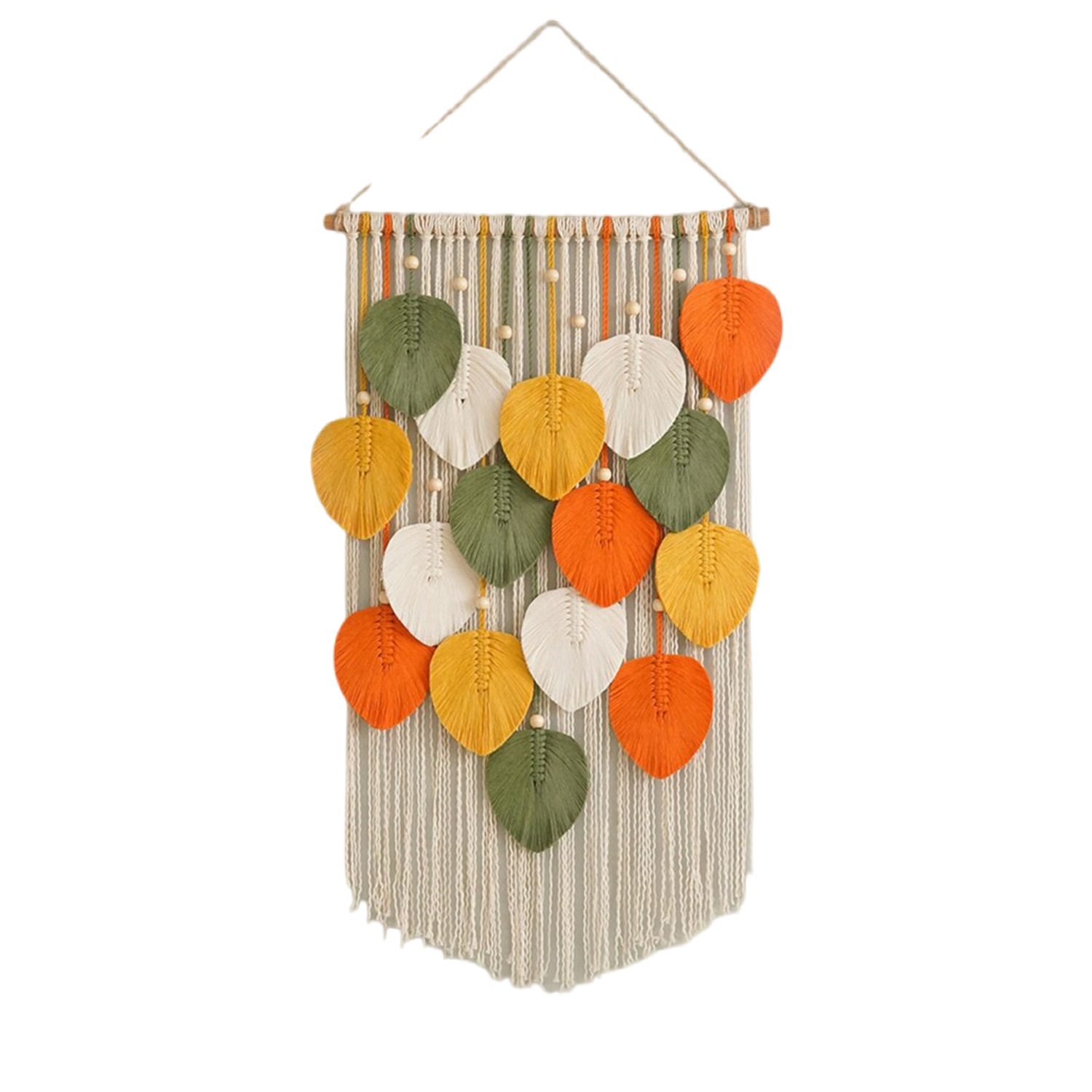 Handwoven Leaf Wall Hanging Tapestry - Bohemian Style Home Decor Woven Wall Art photo 6