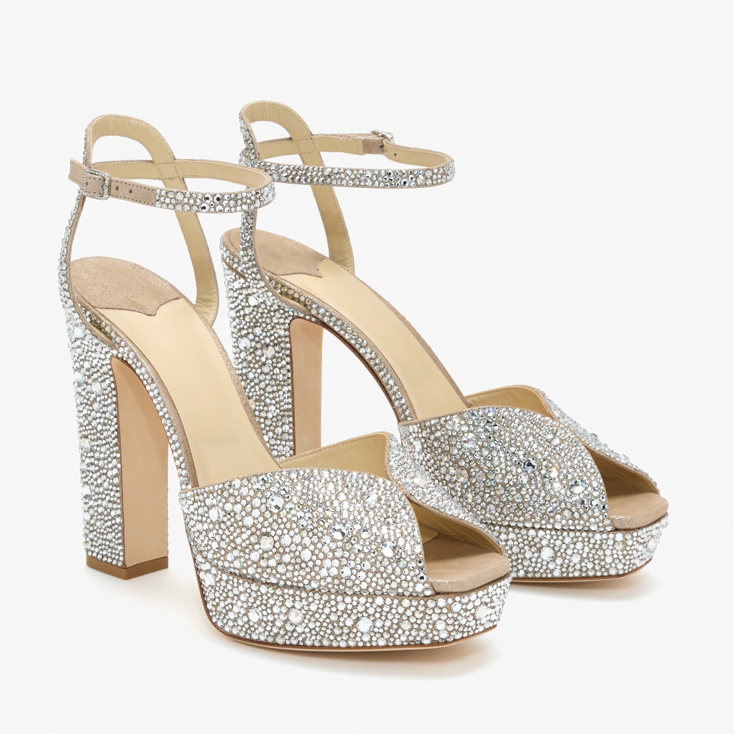 Rhinestone-decorated Fish-mouth High-heeled Sandals With A Thick Sole Featuring A Chunky Heel Design For Women photo 5