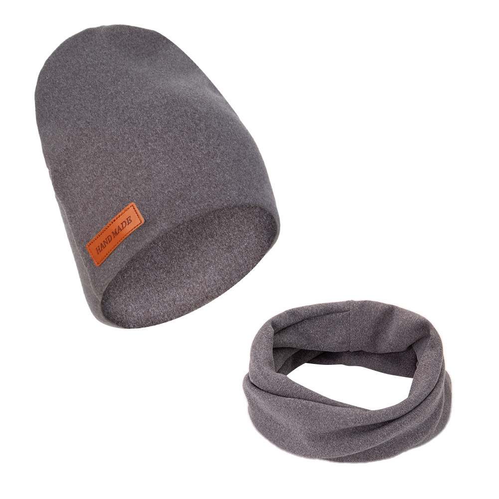 Children's Solid-Color Pullover Cross-Neck Warmer Two-Piece Set photo 6