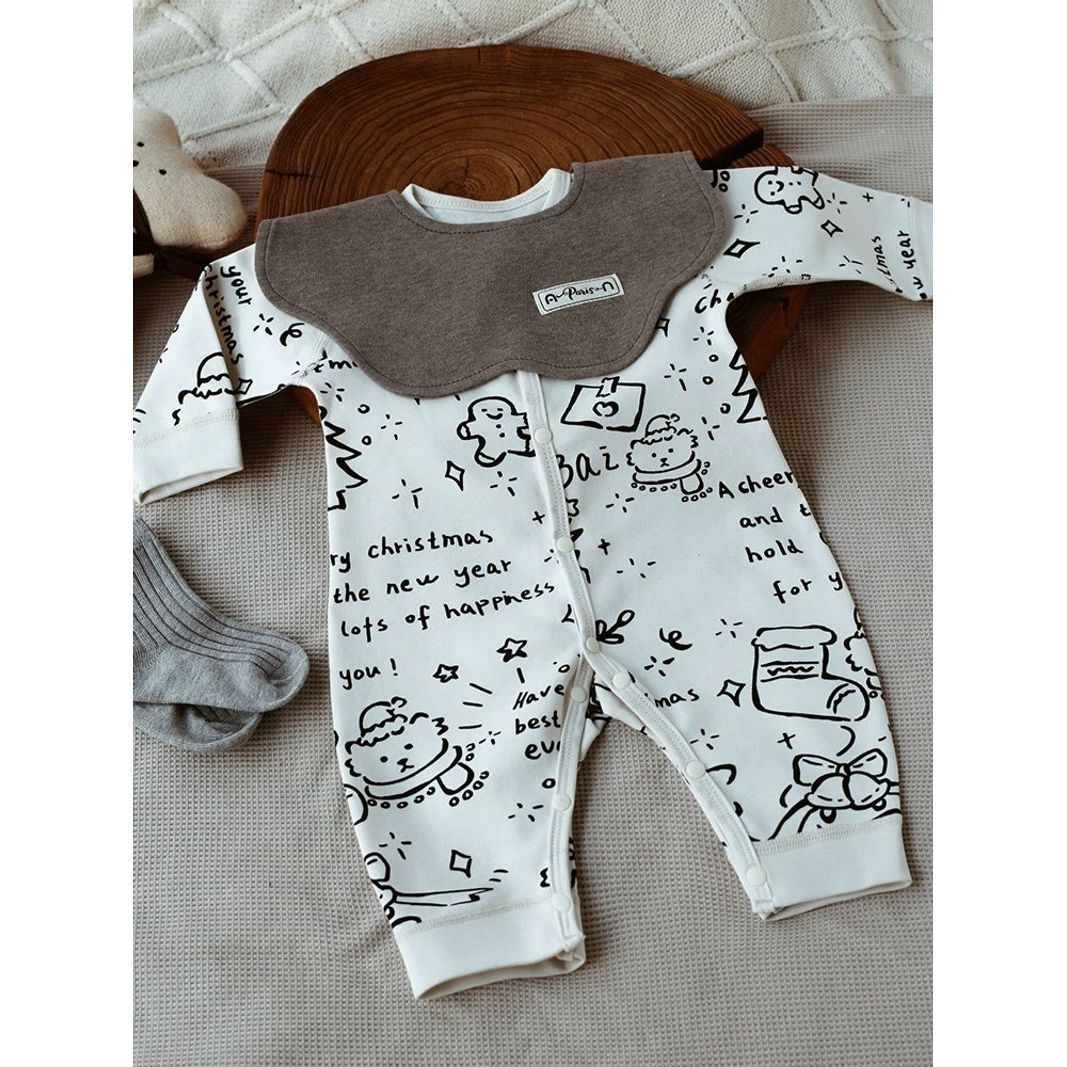 Spring And Autumn Pure Cotton Baby Onesie photo 3