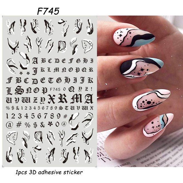 Nail Art Adhesive Stickers Instagram-style Black And White Butterfly Punk Vibe photo 7