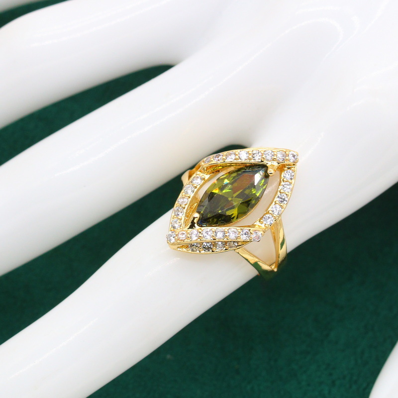 Anti-allergy AAA Zircon Bracelet Necklace Earring Ring Gold Ornament Suit photo 3