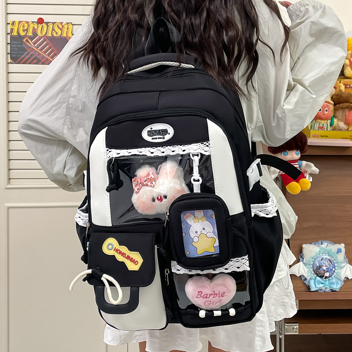 High Appearance School Bag With A Cute Color Block Design photo 5