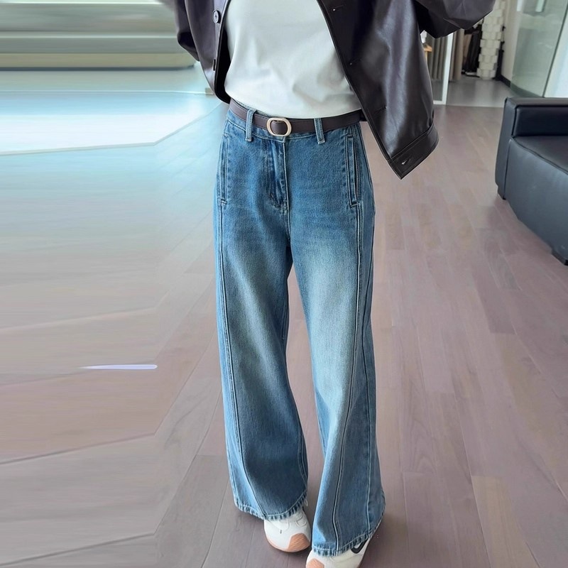 Retro Washed Slim-fit Wide-leg Jeans photo 5