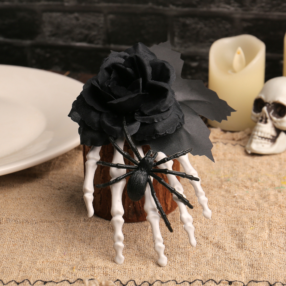 Black Rose Bone Claw Side Hair Clip Headdress photo 5
