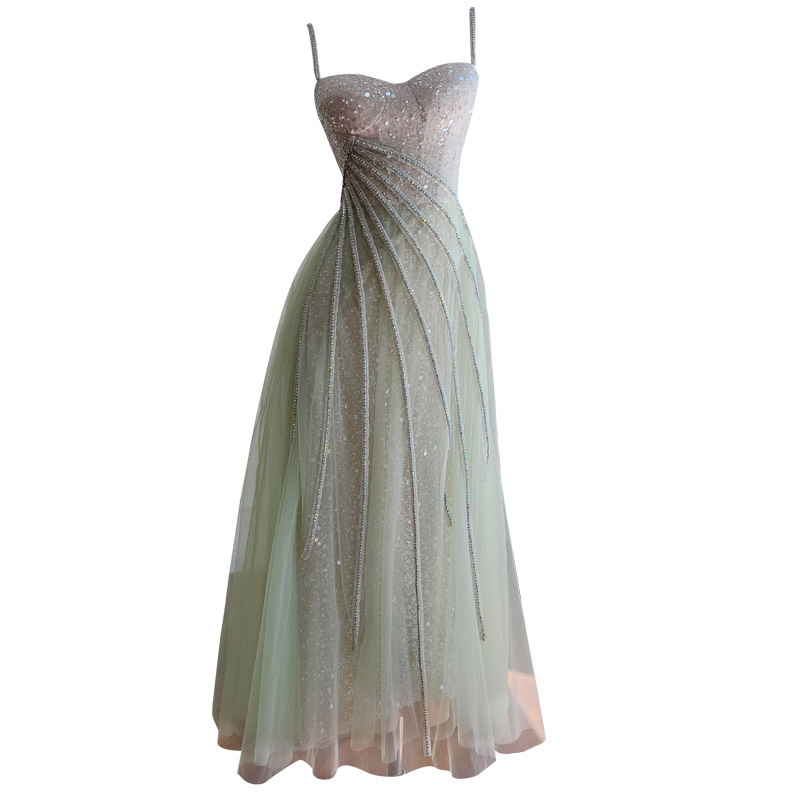 Pale Emerald Green Long-line Waist-cinching Strap Dress photo 4