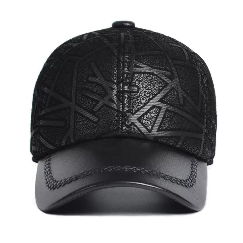 Mens Leather Hat, New Autumnwinter Arrival Sheepskin Baseball Cap For Middle-aged And Elderly Men photo 2