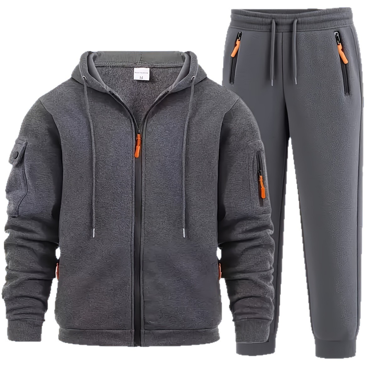 Men's Zip-up Hoodie Sweatshirt Jacket And Sweatpants Sportswear Set photo 3