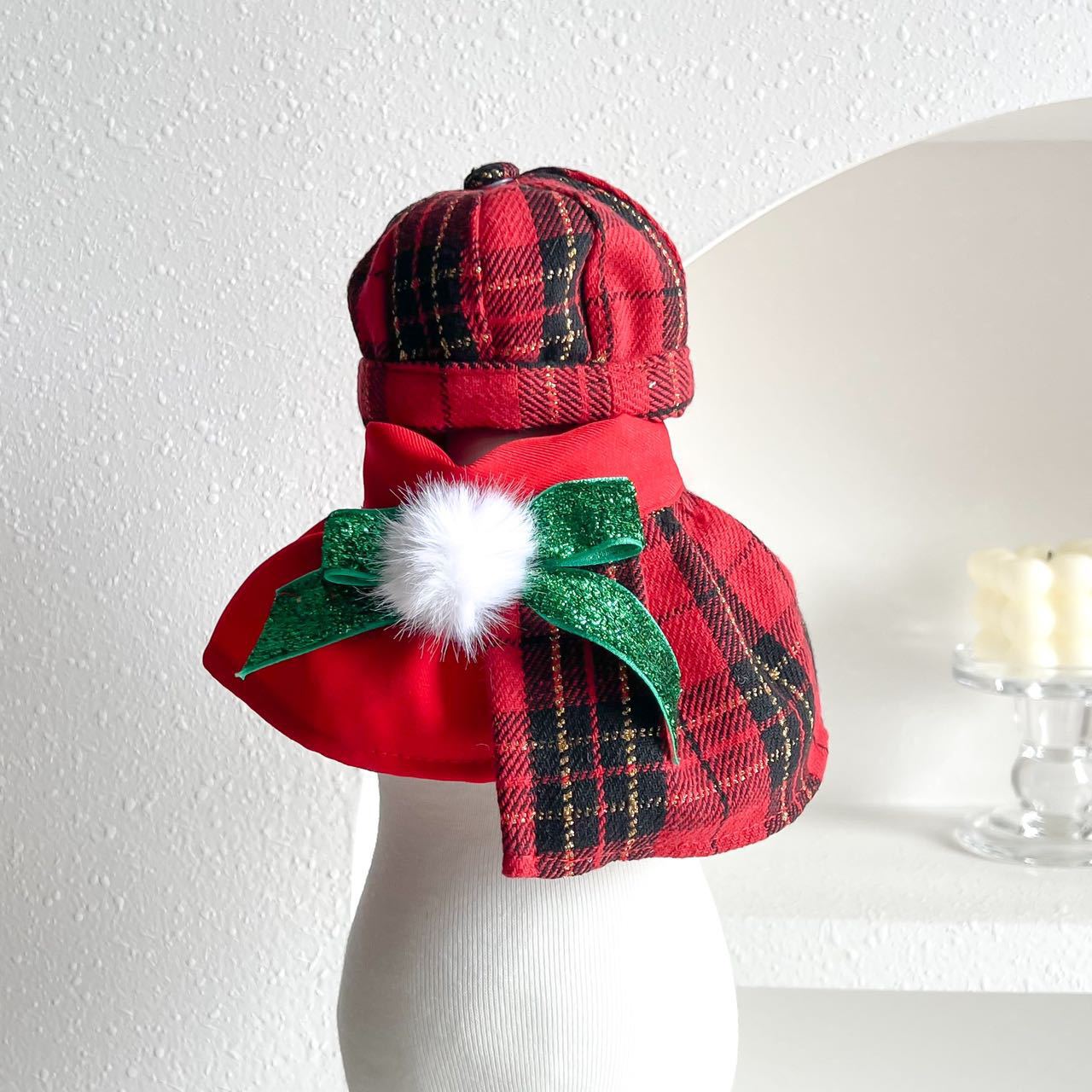 Christmas Pet Outfit Octagonal Hat And Scarf Set photo 5