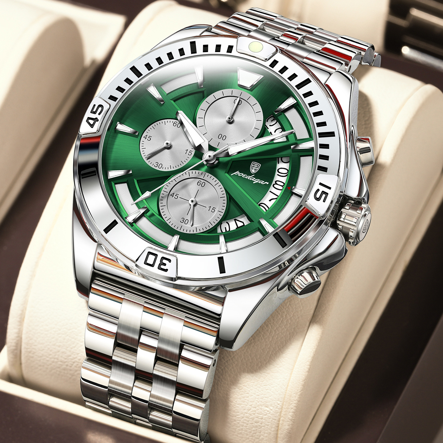 Multifunctional Dual-button Butterfly-clasp Waterproof Mens Watch photo 7