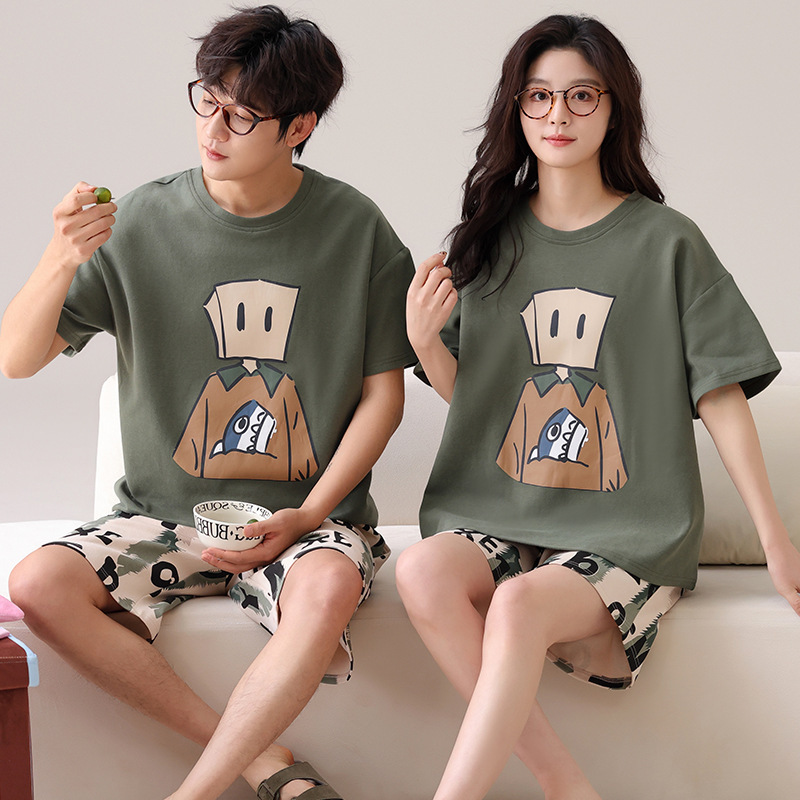 Outdoor Wear Loose Short-sleeved Shorts Couple Pajamas photo 6