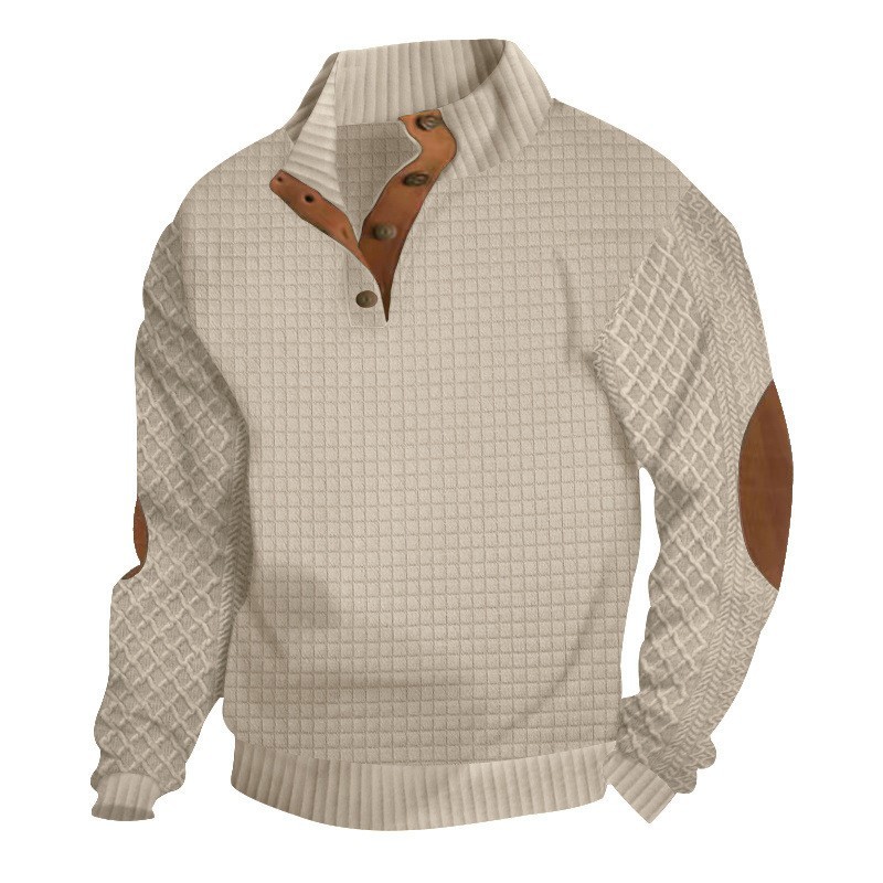 Men's Jacquard Knitted Casual Hoodie With A Stand-up Collar photo 3
