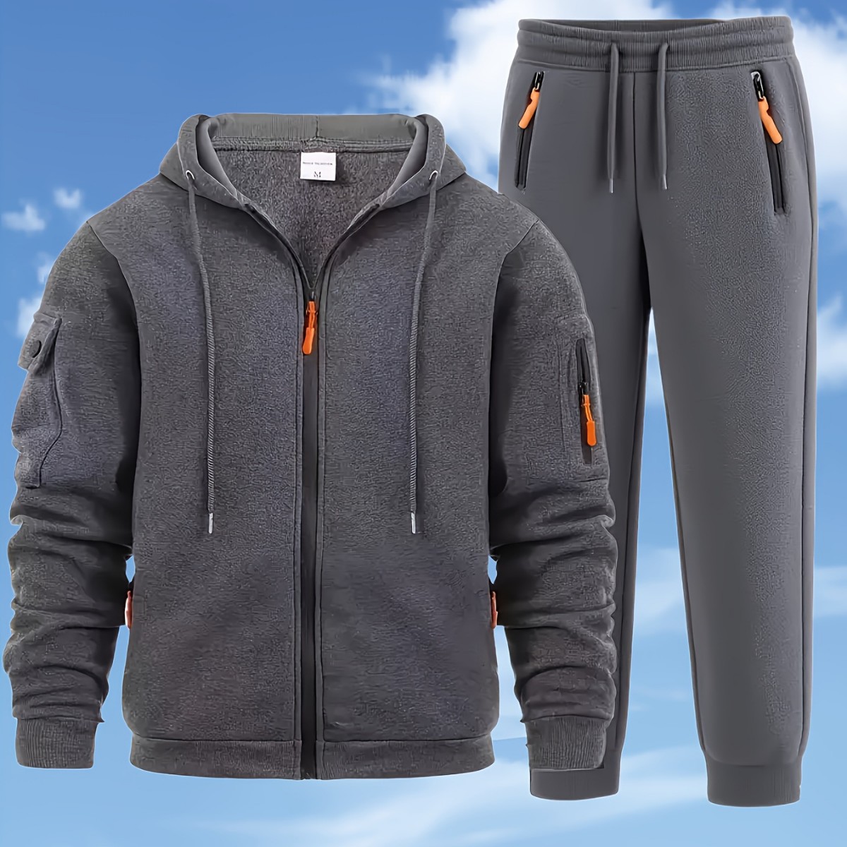 Men's Zip-up Hoodie Sweatshirt Jacket And Sweatpants Sportswear Set photo 6