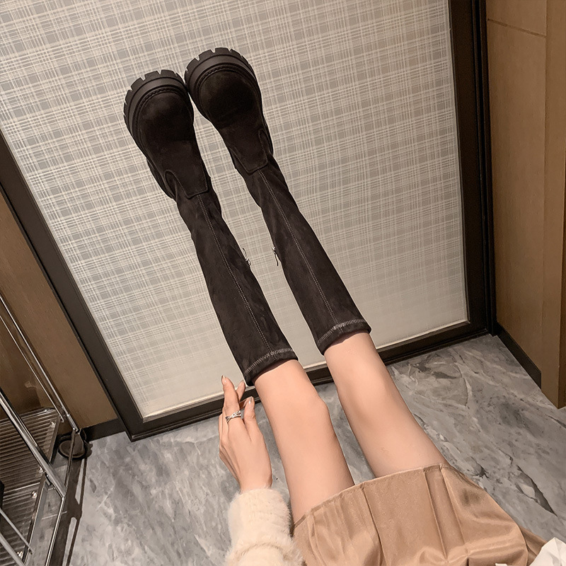 New Womens Mid-heel Stretchy Tall Boots photo 4