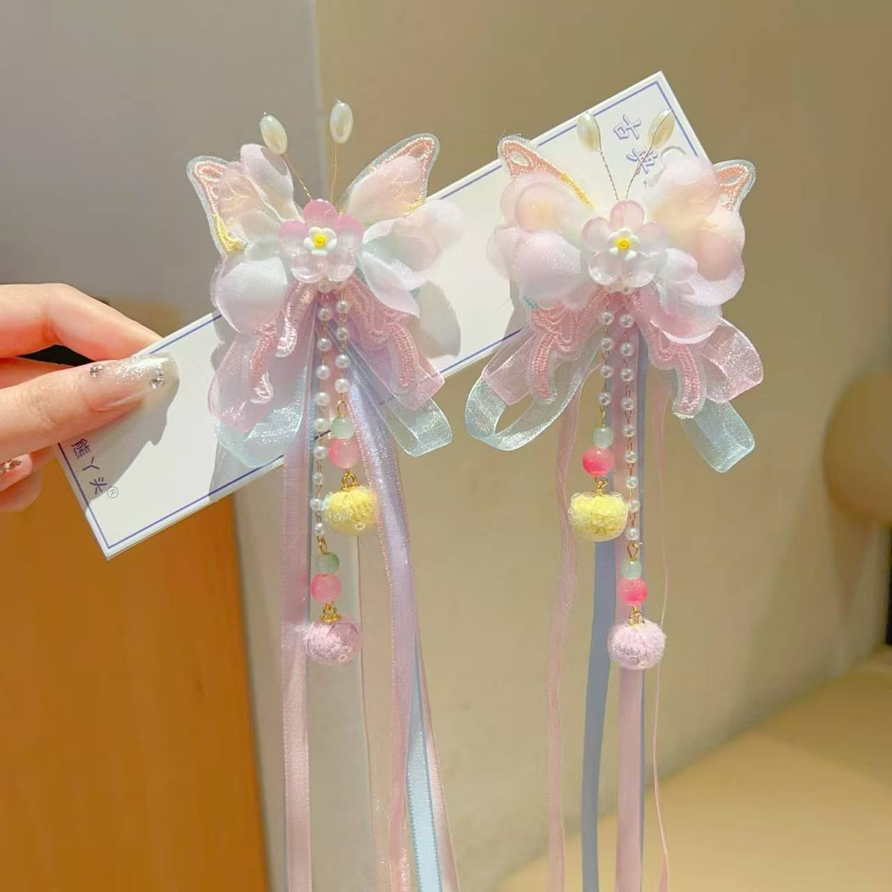 Large Butterfly Hair Clip Silk Flower Side photo 8