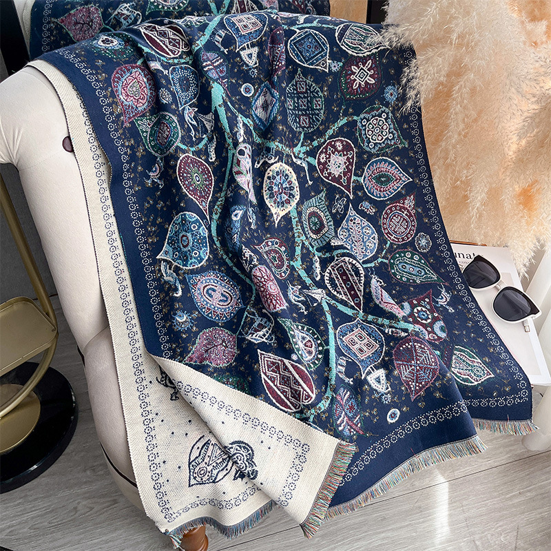 Retro Totem Tree Double-Sided Scarf Shawl For Women photo 5