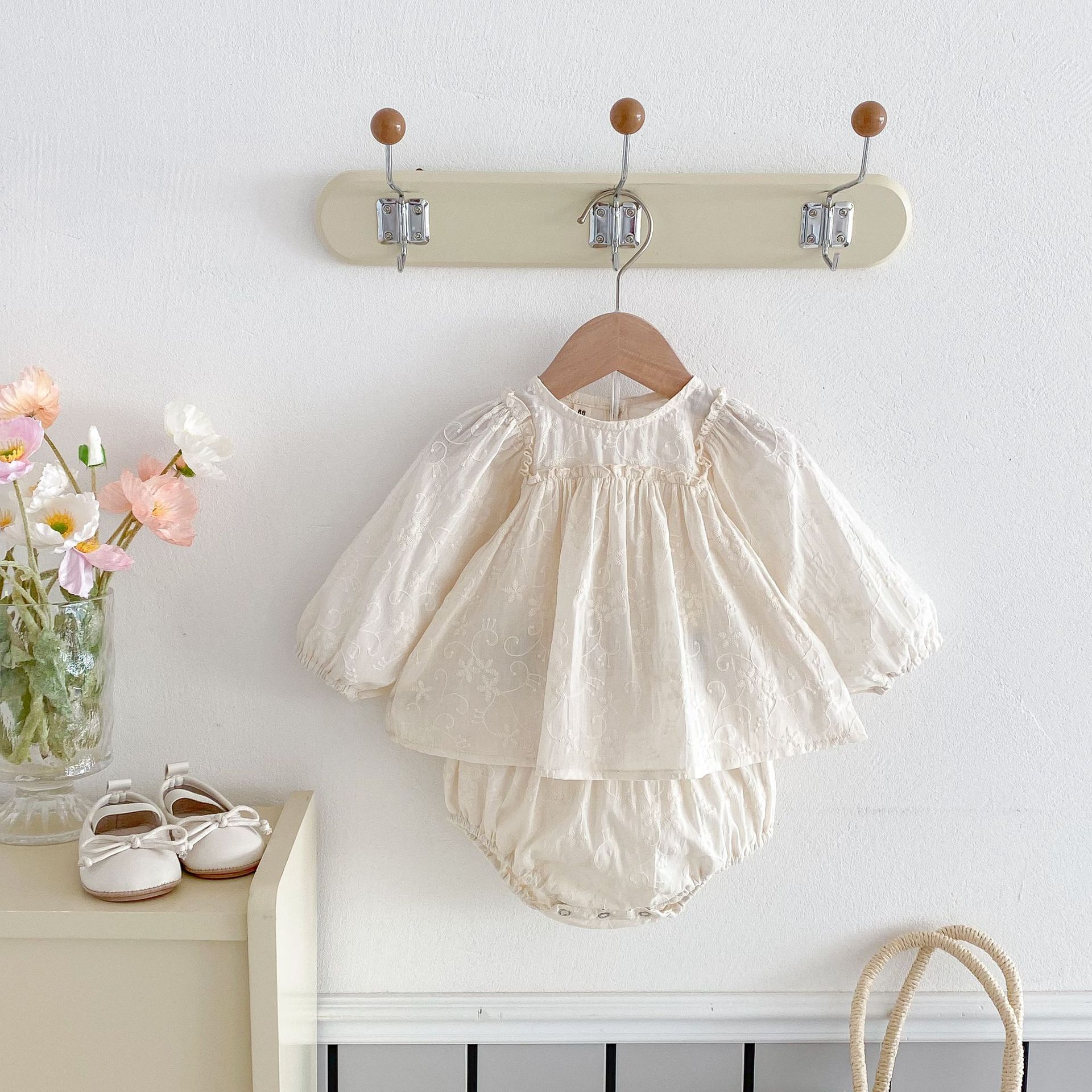 Embroidered Plaid Baby Girl Bloomers Set Cotton photo 5