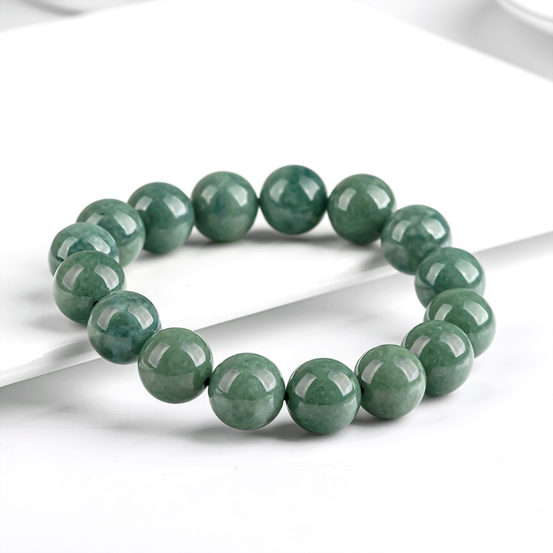 Womens Deep Jadeite Green Round-bead Bracelet photo 2