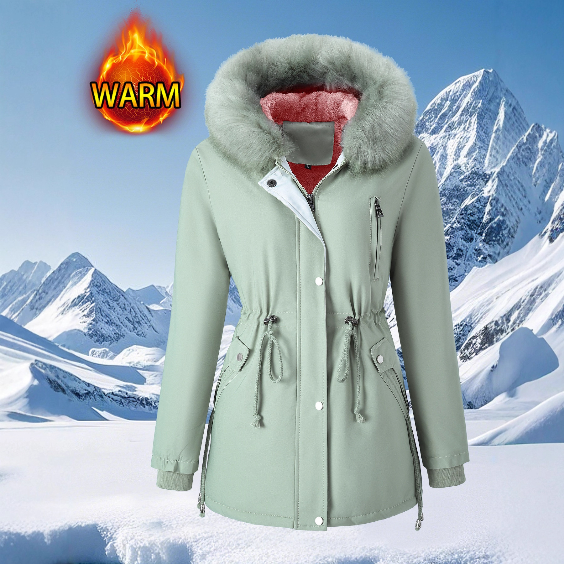 Hooded Fur-collar Thickened Warm Coat photo 3