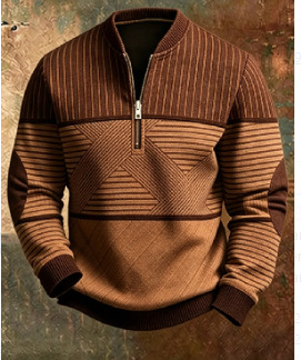 Printed Cross-border Mens Half-zip Pullover Long-sleeve Hoodie photo 6