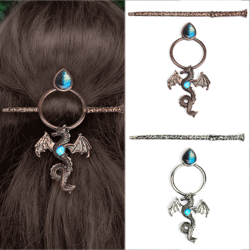 Retro Moonstone Flying Dragon Hair Accessory photo 6