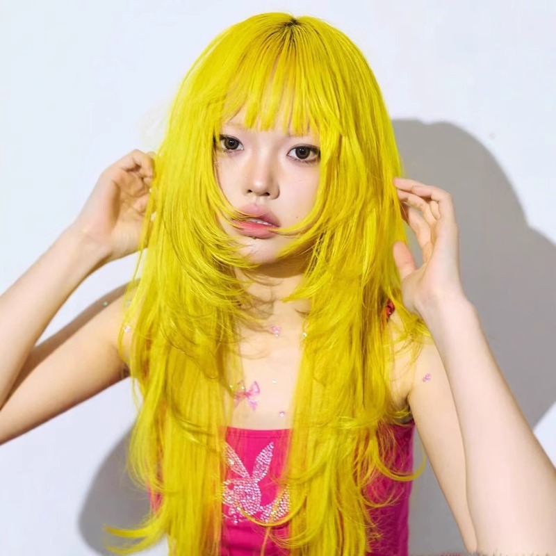 Creative Solid Color High-end Cute Full-head Wig photo 3