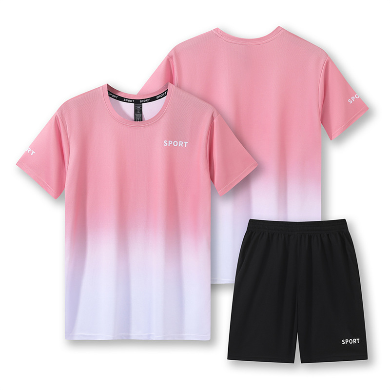 Workout Short Sleeve T-shirt Quick-drying Clothes Running Loose Casual Gradient Sports Suit photo 8