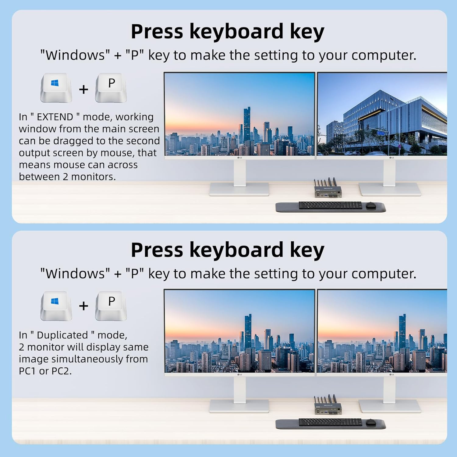 2-Monitor 2-Computer USB Dual-Monitor USB 30 USB Type-C KVM Switcher photo 4