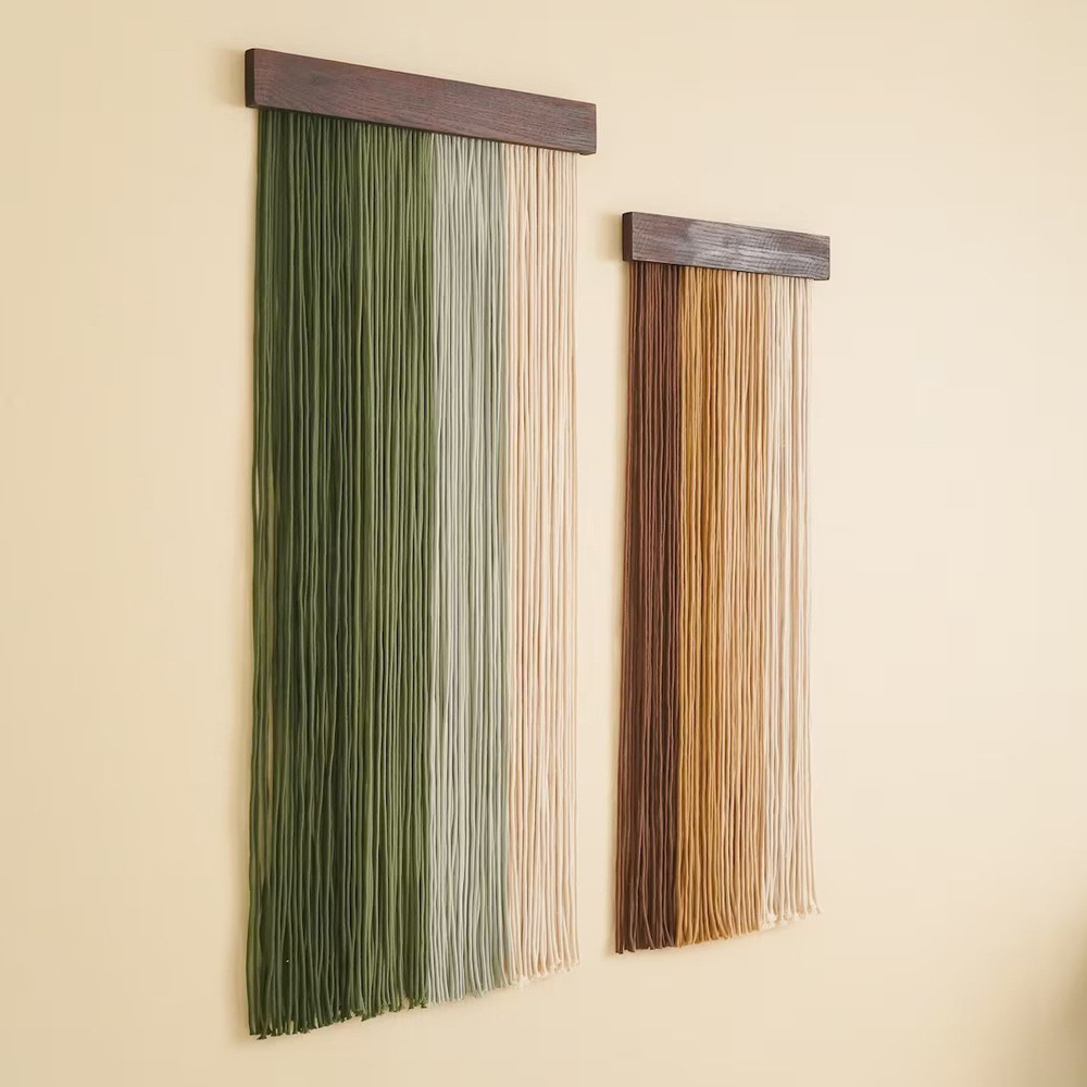 Handmade Bohemian Wall Hanging Tapestry With Wooden Bar And Tassels - Nordic Home Decor For Living Room Bedroom photo 7