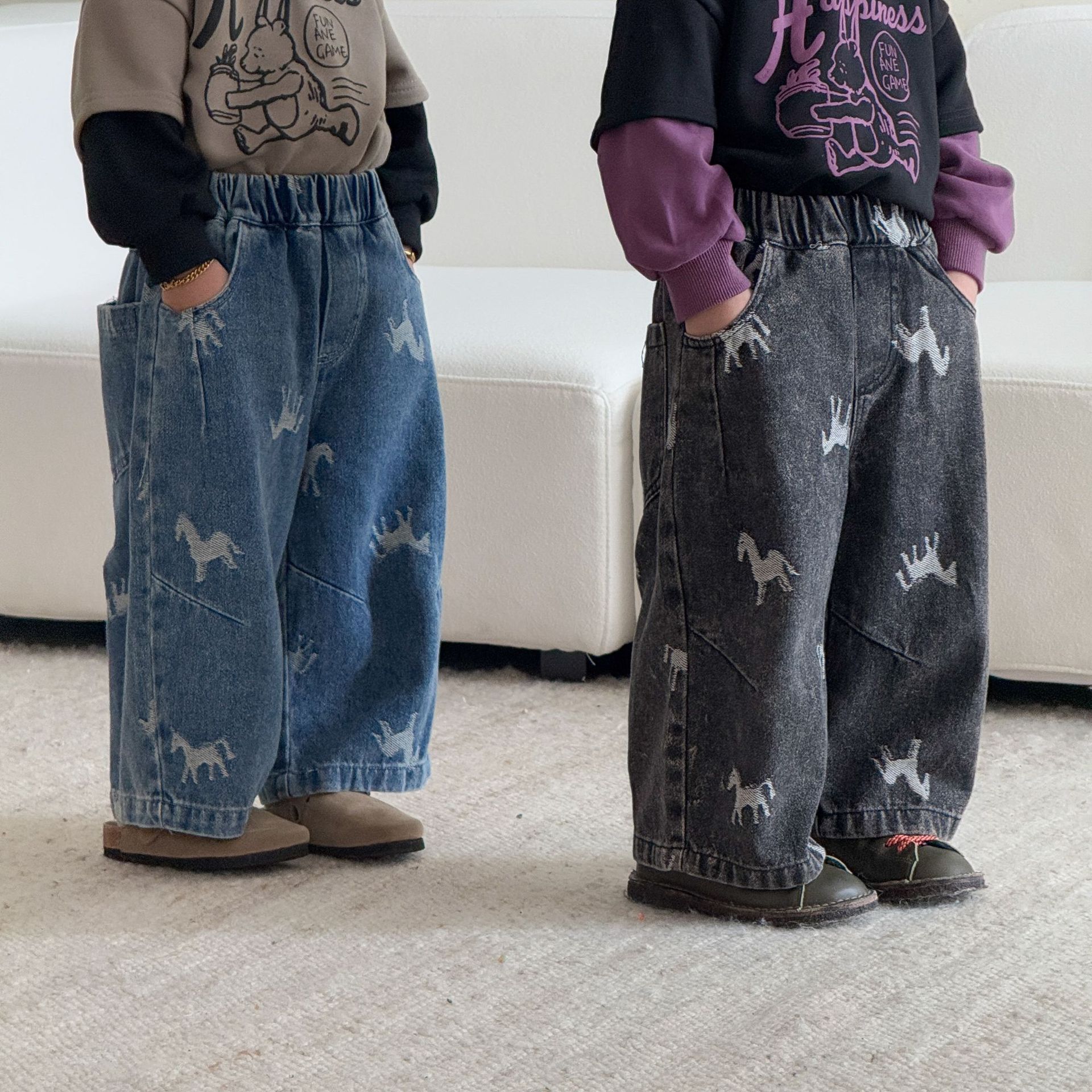 Kids' Denim Pants Loose-fit Boys' Wide-leg Pants photo 2