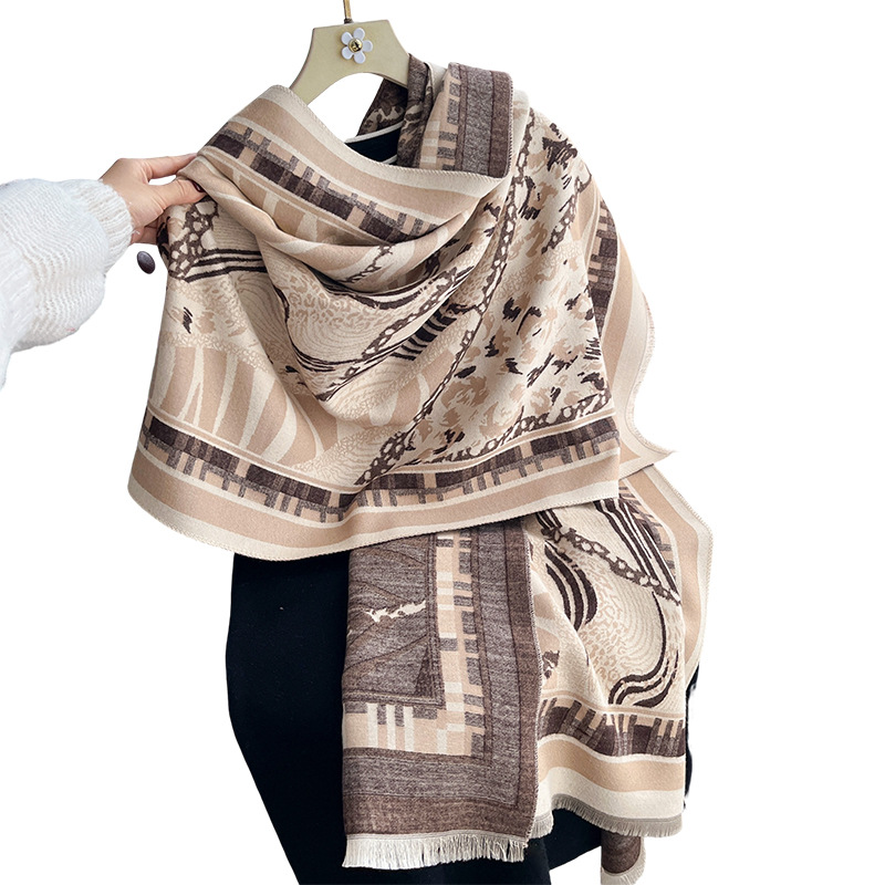 Leopard-print Zebra Jacquard Shawl Double-sided Scarf photo 6