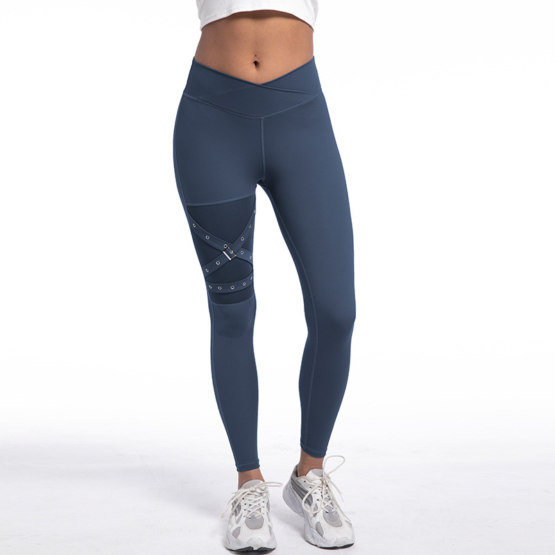 Women's Mesh Yoga Pants With A Crisscross Waist Design photo 6