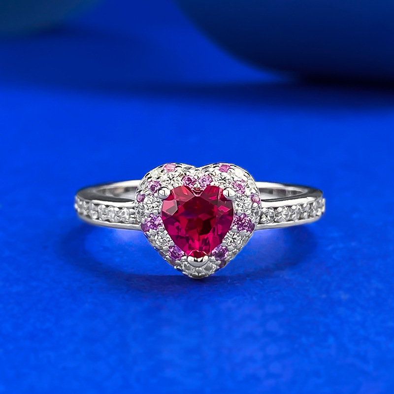 S925 Silver Heart-shaped Ring With Full Diamonds photo 5