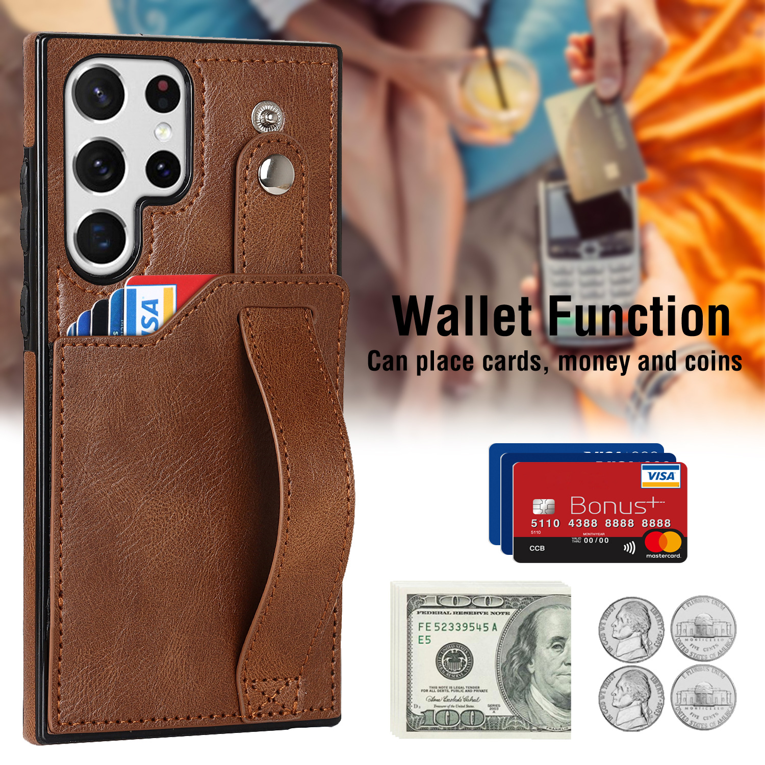 Applicable Wrist Strap Mobile Phone Skin Protective Leather Case photo 5